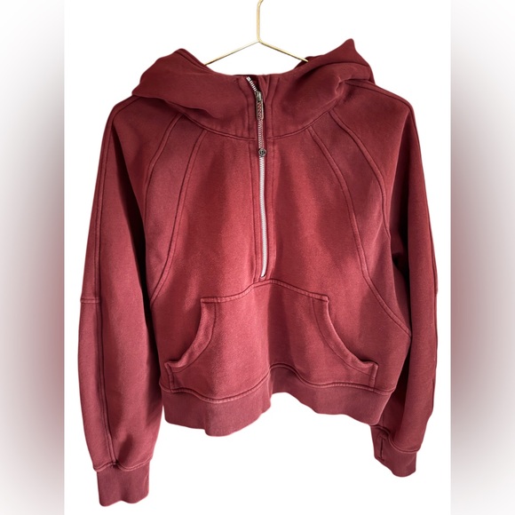 lululemon athletica Tops - Lululemon Scuba Oversized Half Zip Red Merlot size M/L